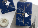 Custom Nautical Navy Blue Gift Wrap, Personalized Coastal Christmas Wrapping Paper