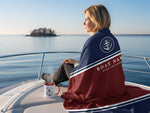 Anchor Boat Blanket, Lake House Sherpa Fleece Blanket, Personalized Boat Gift For Sailor