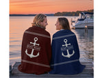 Anchor Plush Blanket, Custom Boat Throw Blanket, Lake House Bedding, Nautical Gift for New Boat Owners
