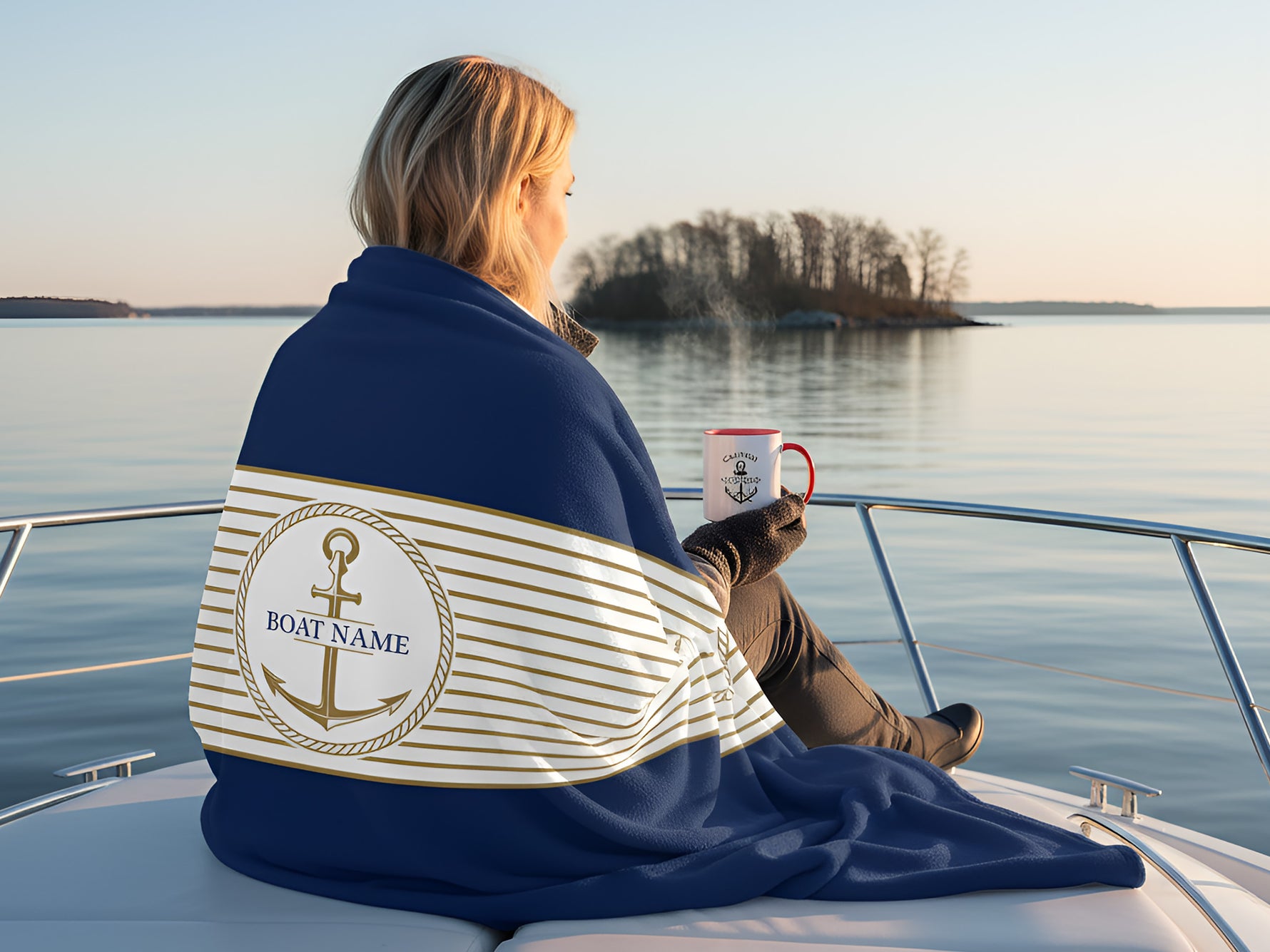 Boat Sherpa Blanket, Boat Gifts, Custom Boat Accessories, Lake House Gift, Nautical Blanket, Boat Owner Gift, Yacht Decor