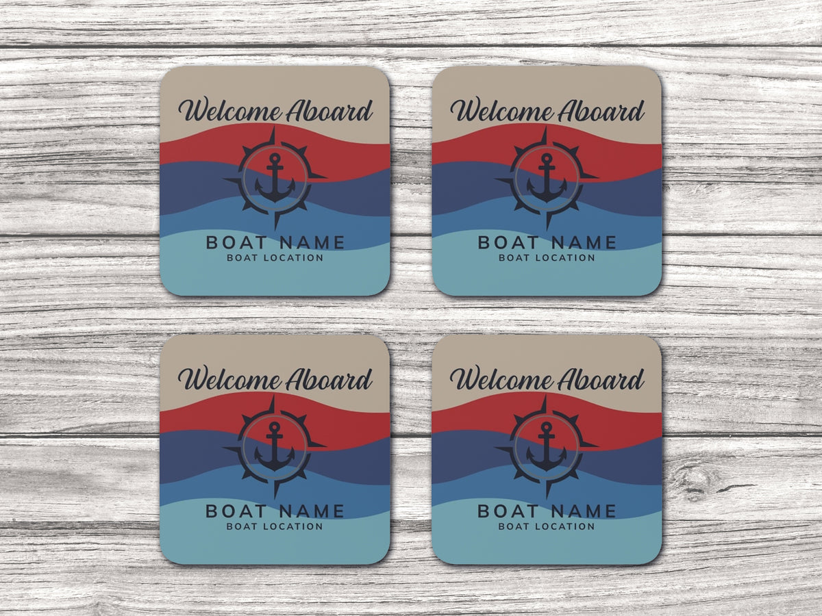 Custom Boat Drink Coaster, Boat Name Coaster, Sailing Themed Gift for Boat Owners