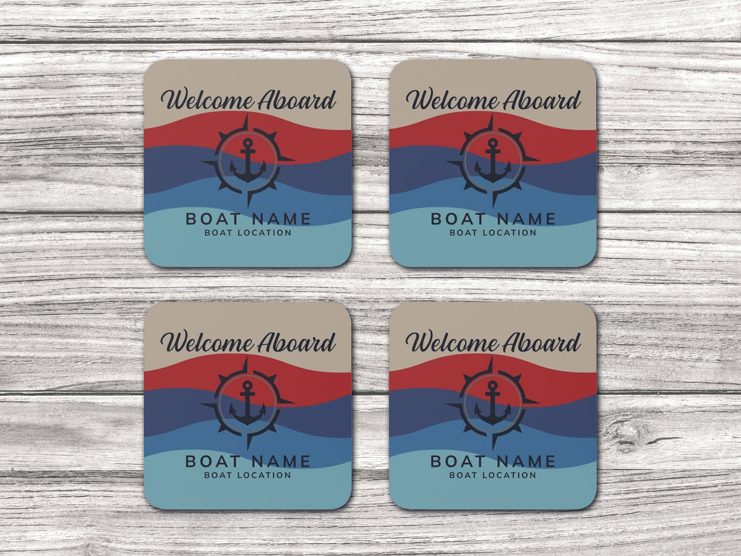 Custom Boat Drink Coaster, Boat Name Coaster, Sailing Themed Gift for Boat Owners