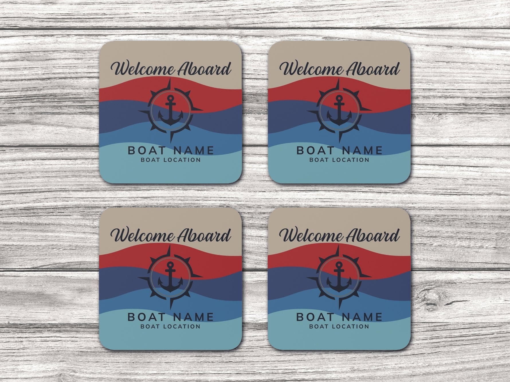 Custom Boat Drink Coaster, Boat Name Coaster, Sailing Themed Gift for Boat Owners