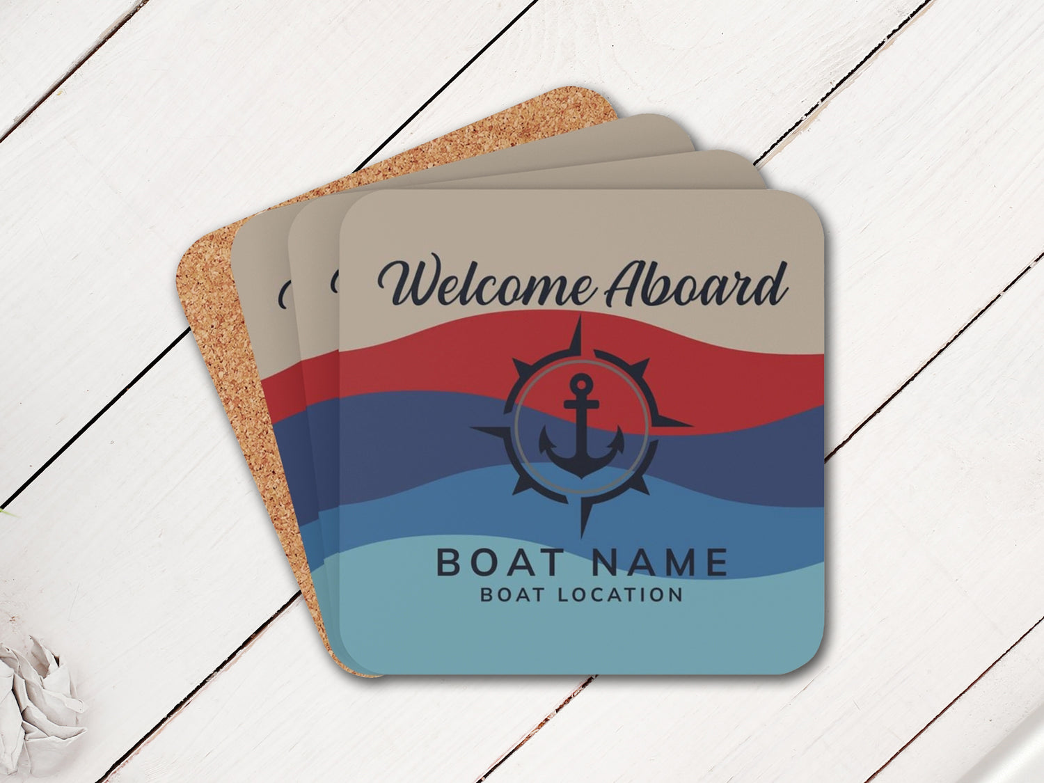 Custom Boat Drink Coaster, Boat Name Coaster, Sailing Themed Gift for Boat Owners