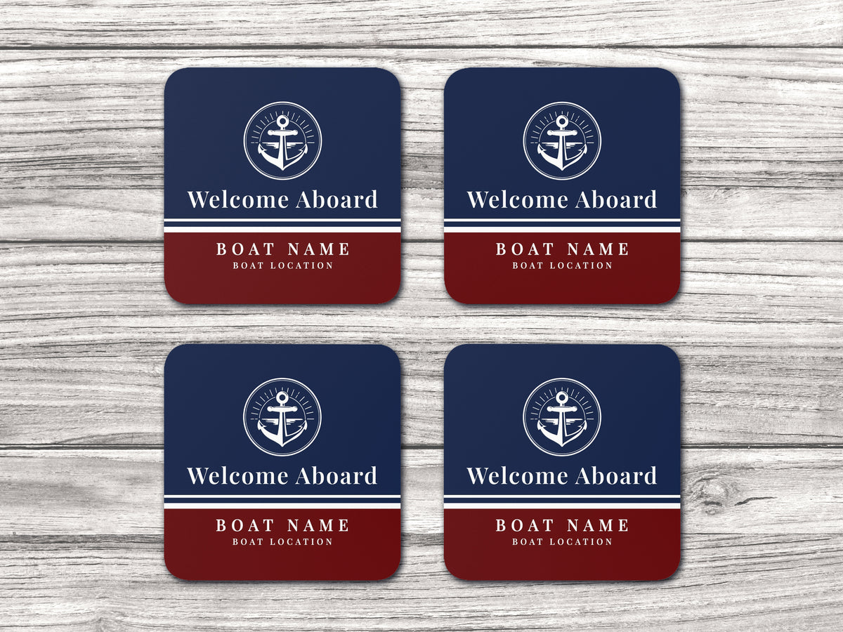 Boat Coaster, Nautical Coaster Set, Sailing Themed Gift with Boat Name