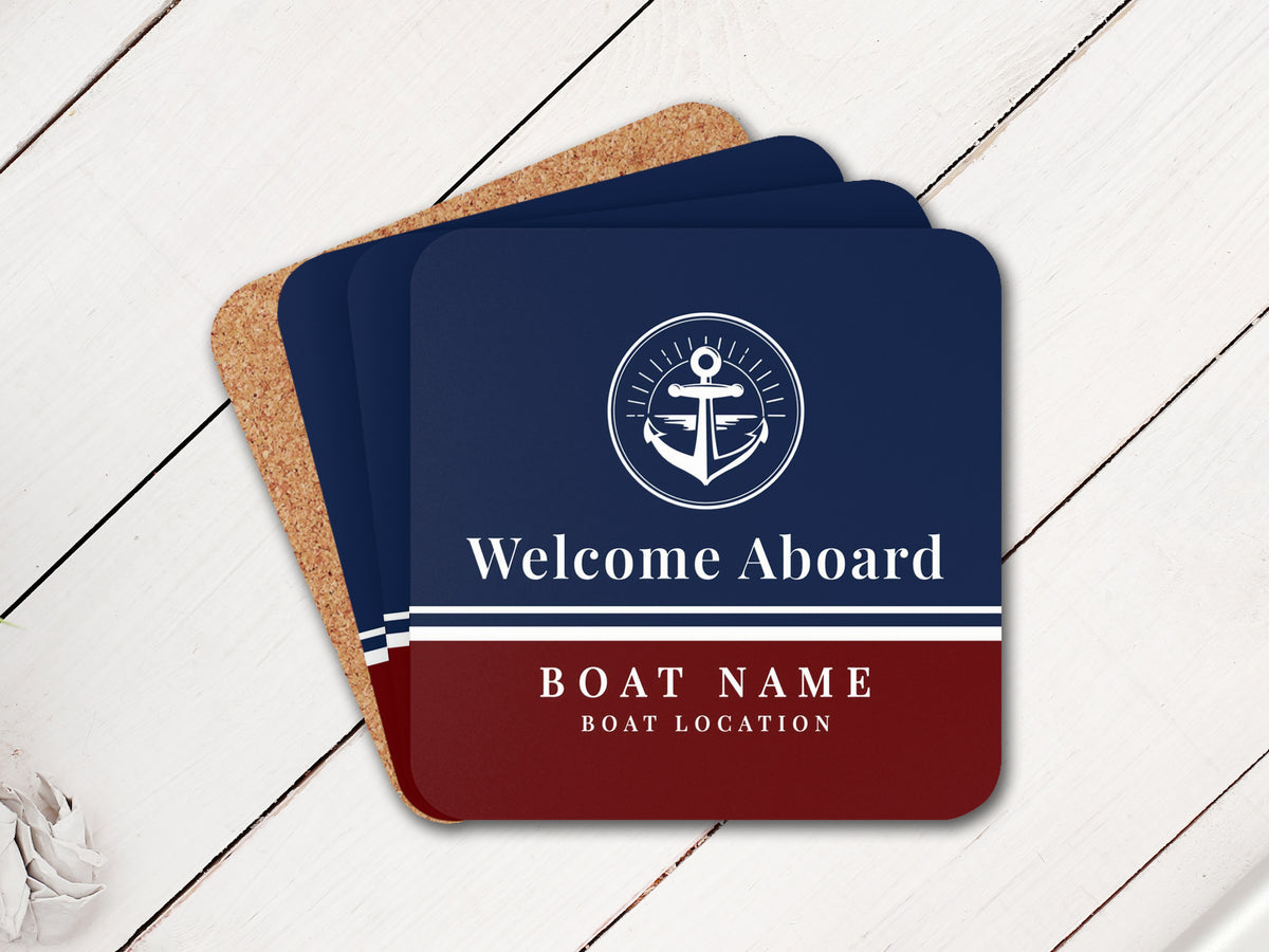 Boat Coaster, Nautical Coaster Set, Sailing Themed Gift with Boat Name