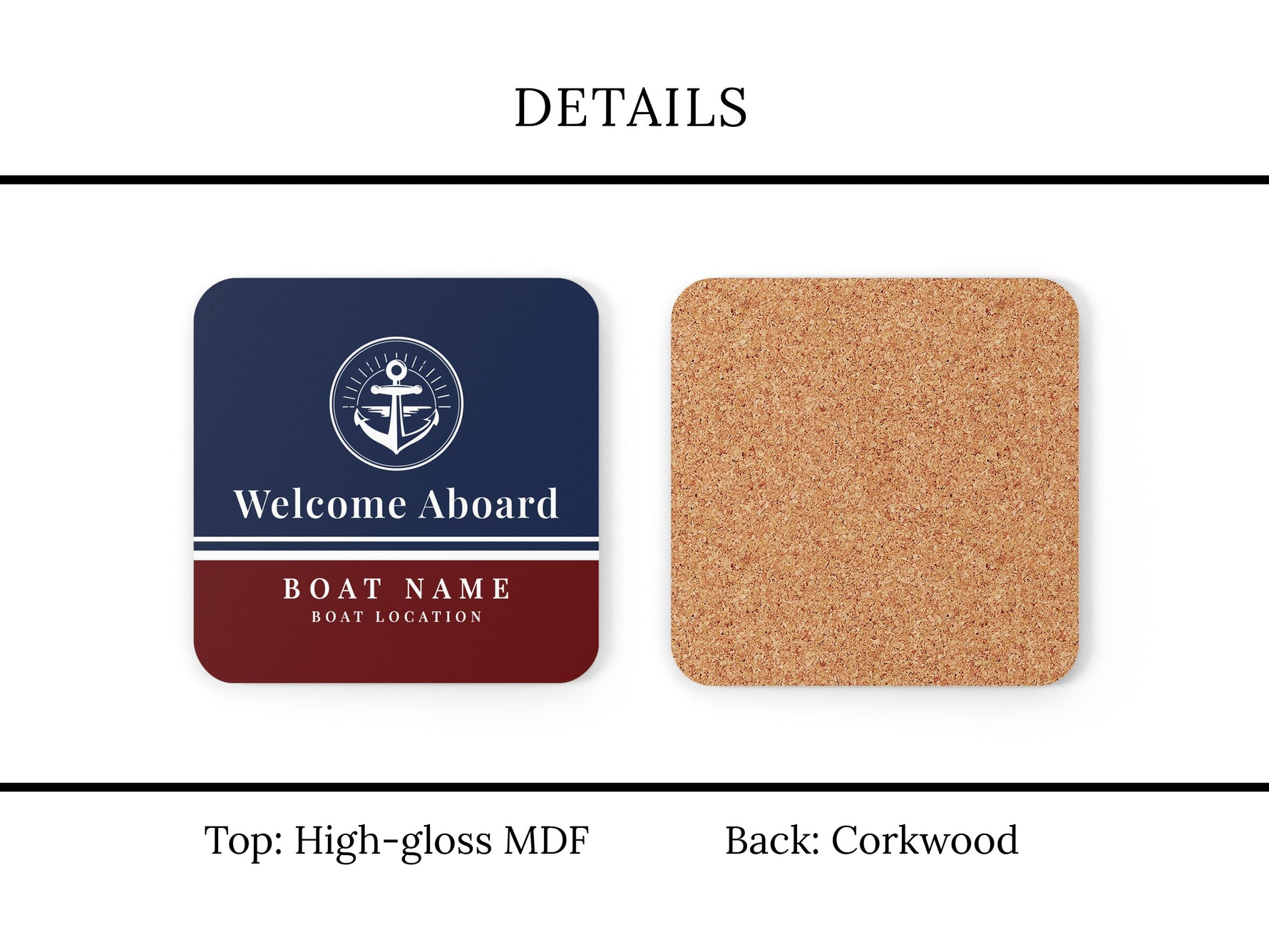 Boat Coaster, Nautical Coaster Set, Sailing Themed Gift with Boat Name