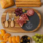 Custom Nautical Engraved Charcuterie Board, Personalized Anchor Cheese Cutting Serving Party Tray Gift