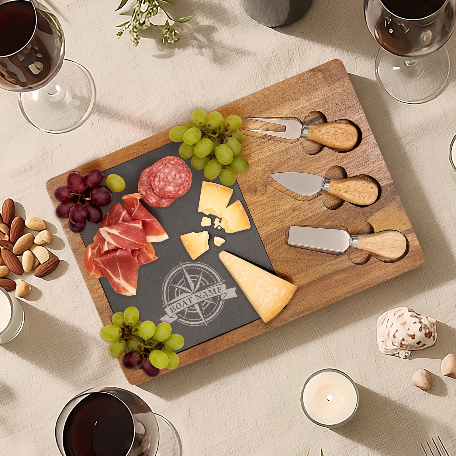 Custom Compass Charcuterie Set | Upwind Design