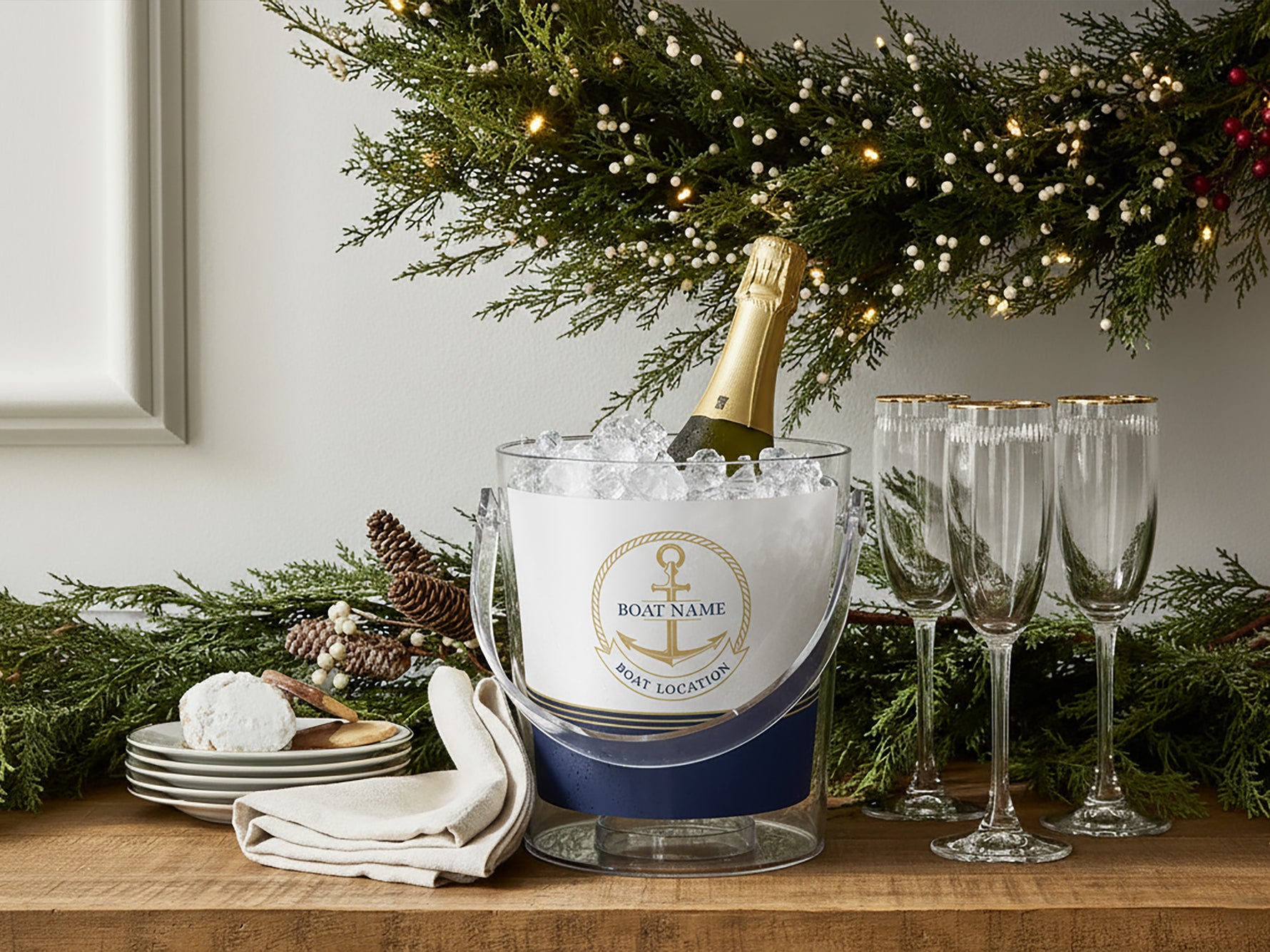 Nautical Ice Bucket, Boat Gift, Nautical Barware, Lake House Gift, Boat Decor, Wine Lover Gift