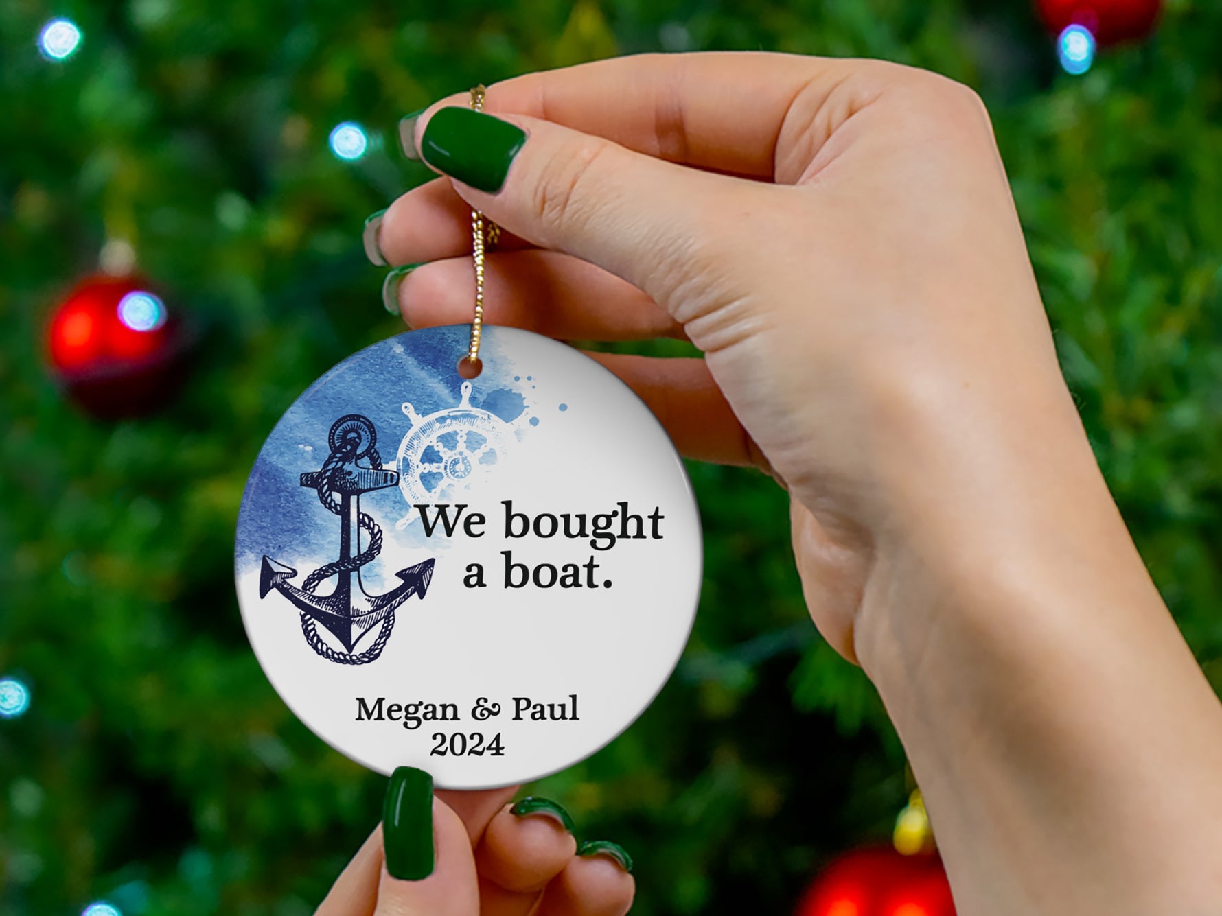 Custom Christmas Tree Ornament for Boat Owners, Personalized New Boat Sailor Gift