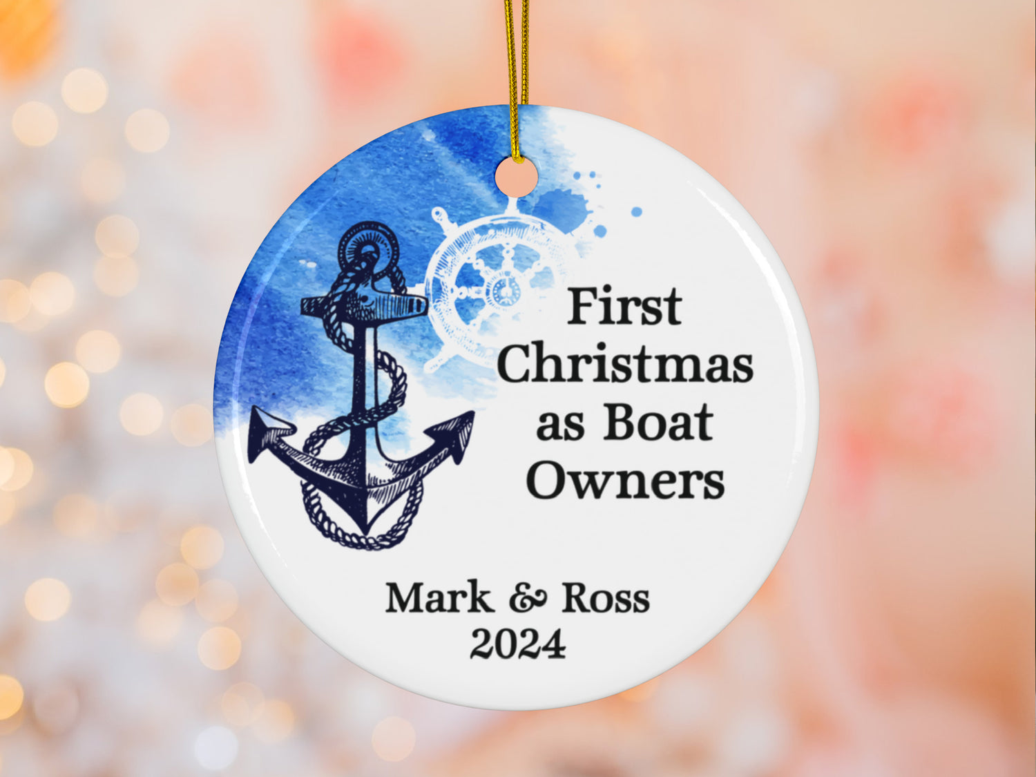 Custom Christmas Tree Ornament for Boat Owners, Personalized New Boat Sailor Gift