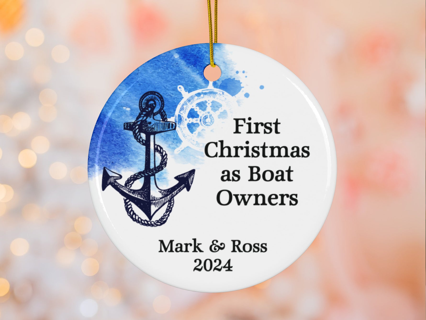Custom Christmas Tree Ornament for Boat Owners, Personalized New Boat Sailor Gift