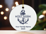 Custom Boat Christmas Ornament: Personalized Nautical Anchor Gift for Boat Owner