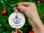 Custom Boat Christmas Ornament: Personalized Nautical Anchor Gift for Boat Owner