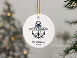 Custom Boat Christmas Ornament: Personalized Nautical Anchor Gift for Boat Owner