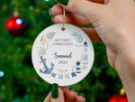 Custom Nautical Baby First Christmas Ornament, Personalized Baby Boy Keepsake