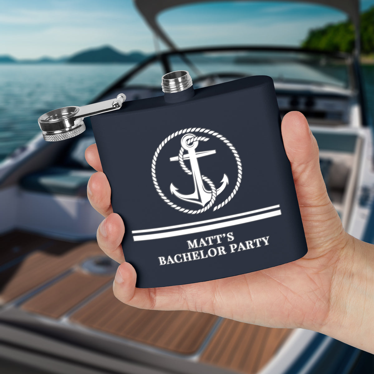Personalized Captain First Mate Steel Flask, Custom Drinkware Gift for Boat Bachelor Party