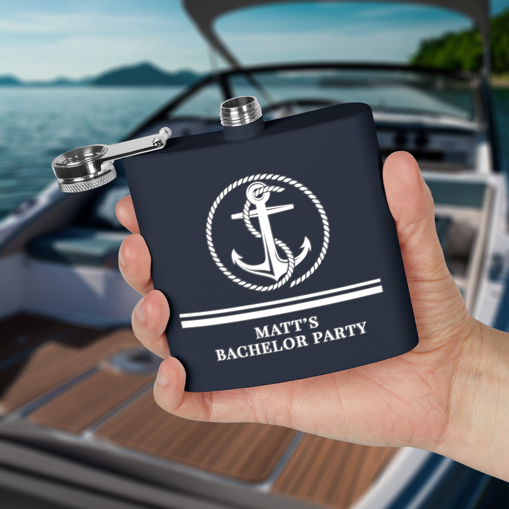Personalized Captain First Mate Steel Flask, Custom Drinkware Gift for Boat Bachelor Party