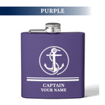 Personalized Captain First Mate Steel Flask, Custom Drinkware Gift for Boat Bachelor Party