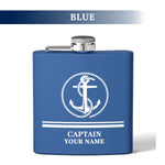 Personalized Captain First Mate Steel Flask, Custom Drinkware Gift for Boat Bachelor Party