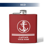 Personalized Captain First Mate Steel Flask, Custom Drinkware Gift for Boat Bachelor Party