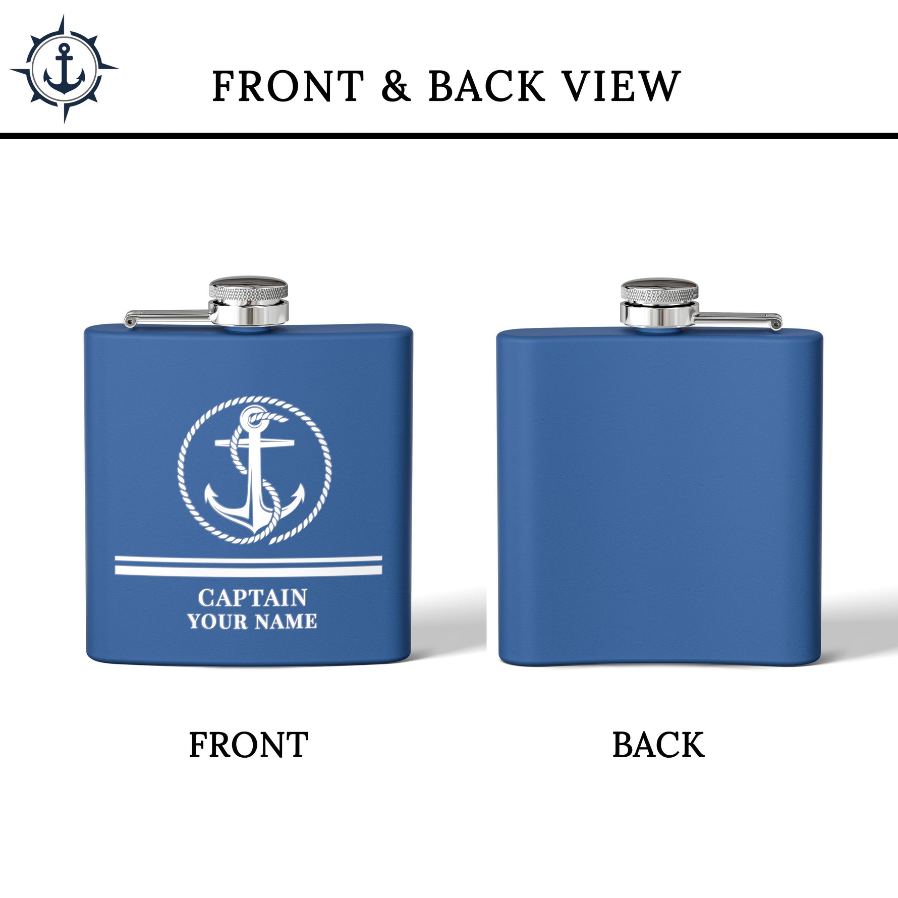 Personalized Captain First Mate Steel Flask, Custom Drinkware Gift for Boat Bachelor Party