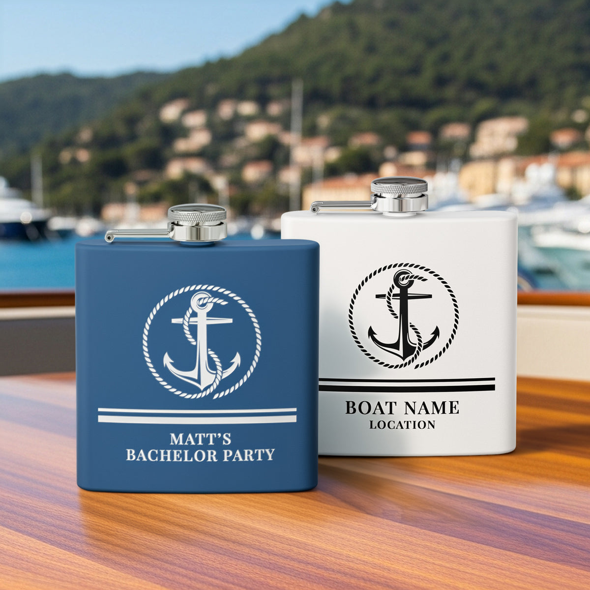 Personalized Captain First Mate Steel Flask, Custom Drinkware Gift for Boat Bachelor Party