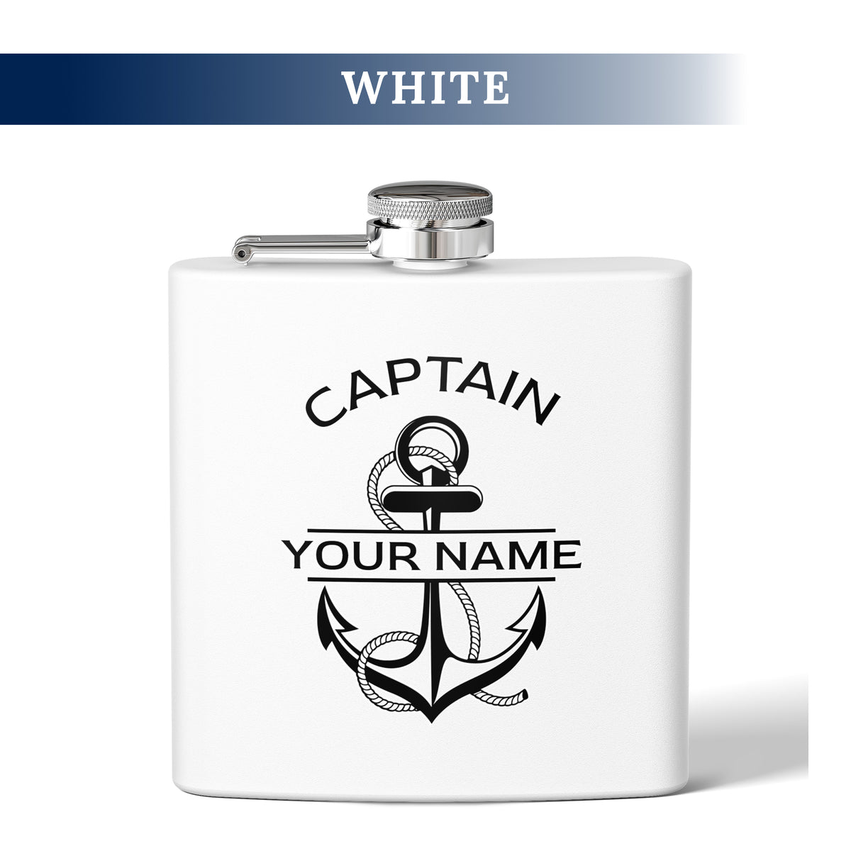 Custom Nautical Steel Flask, Coastal Wedding Groomsmen Whiskey Flask Gift