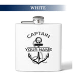 Custom Nautical Steel Flask, Coastal Wedding Groomsmen Whiskey Flask Gift