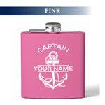 Custom Nautical Steel Flask, Coastal Wedding Groomsmen Whiskey Flask Gift