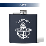 Custom Nautical Steel Flask, Coastal Wedding Groomsmen Whiskey Flask Gift