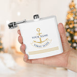 Custom Anchor Stainless Steel Flask, Personalized Boat Bachelor and Yacht Club Gift