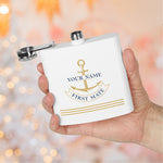 Custom Anchor Stainless Steel Flask, Personalized Boat Bachelor and Yacht Club Gift