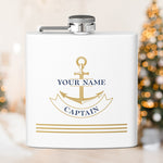 Custom Anchor Stainless Steel Flask, Personalized Boat Bachelor and Yacht Club Gift