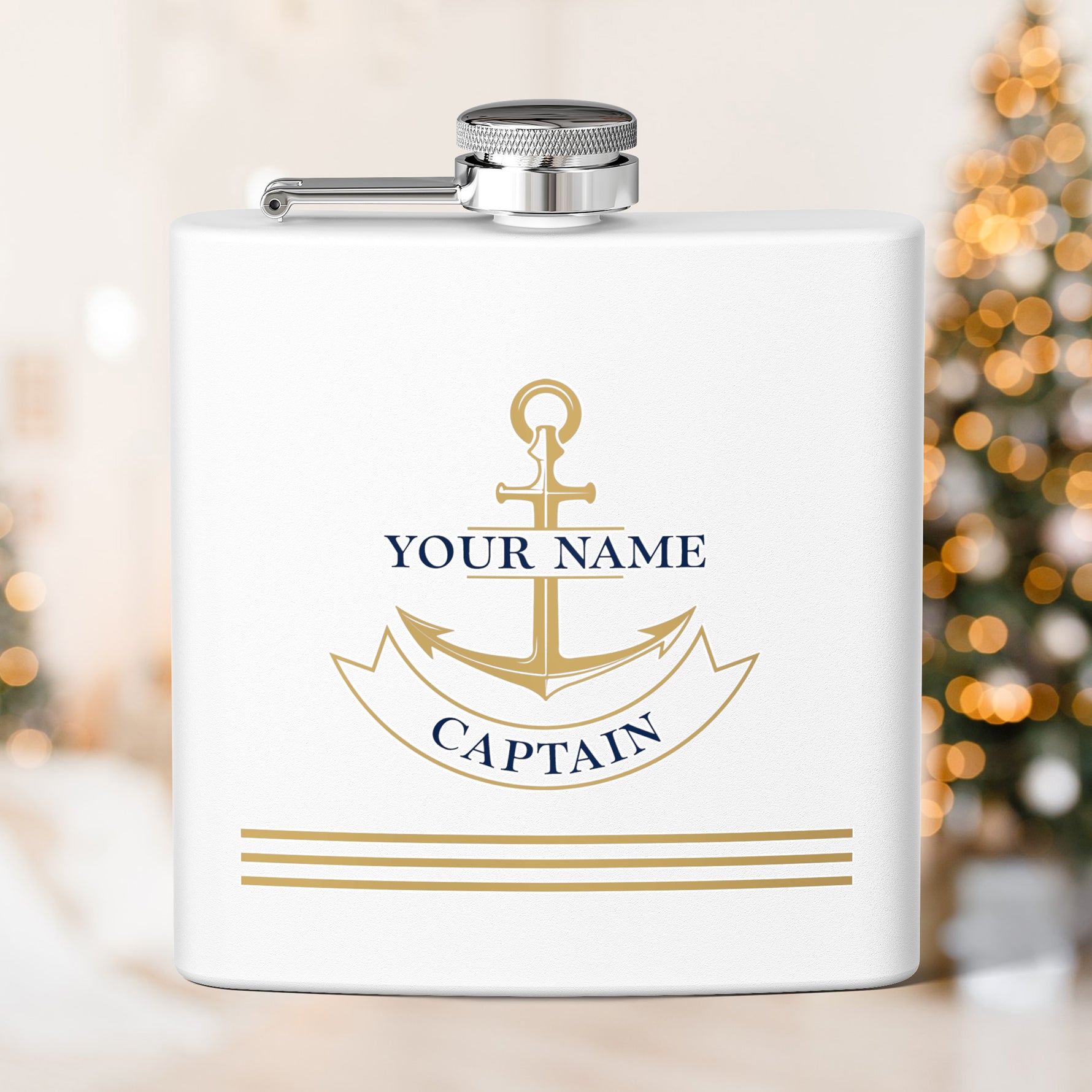 Custom Anchor Stainless Steel Flask, Personalized Boat Bachelor and Yacht Club Gift