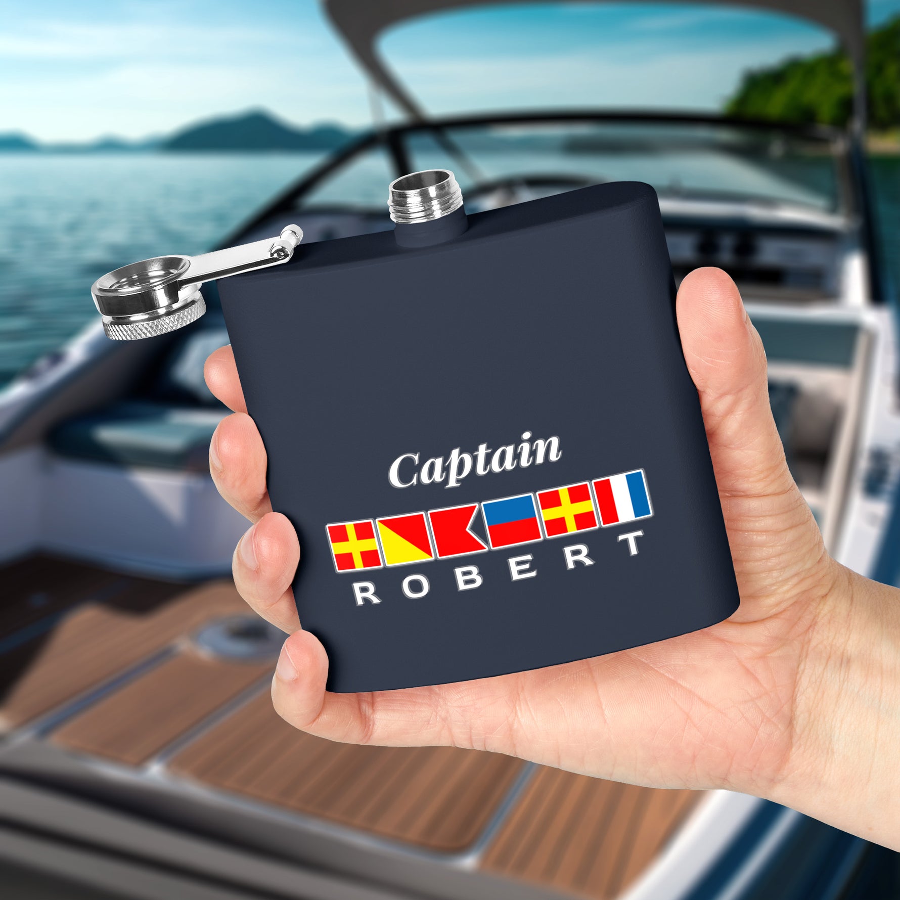 Personalized Captain Steel Flask, Custom Drinkware Gift for Groomsmen