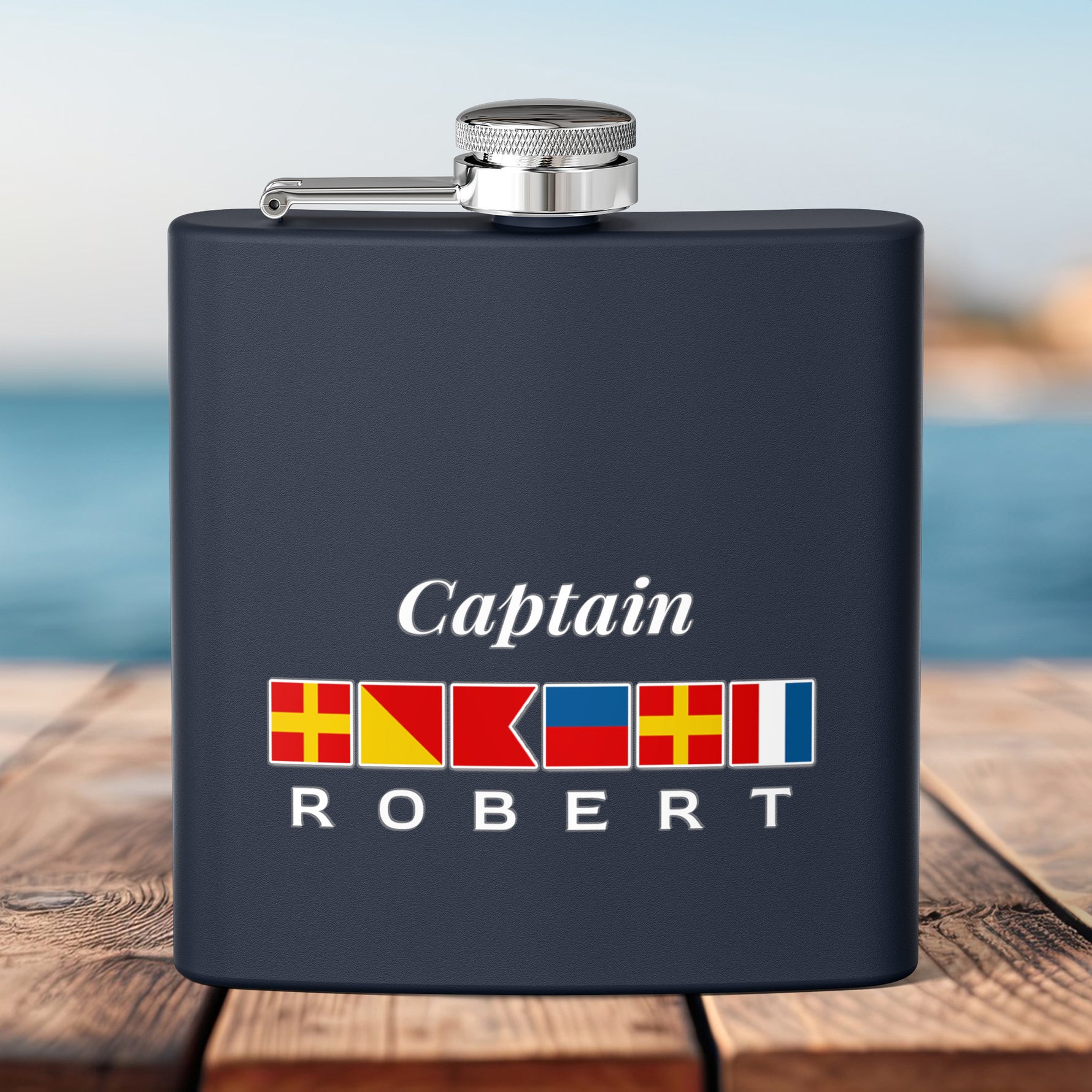 Personalized Captain Steel Flask, Custom Drinkware Gift for Groomsmen