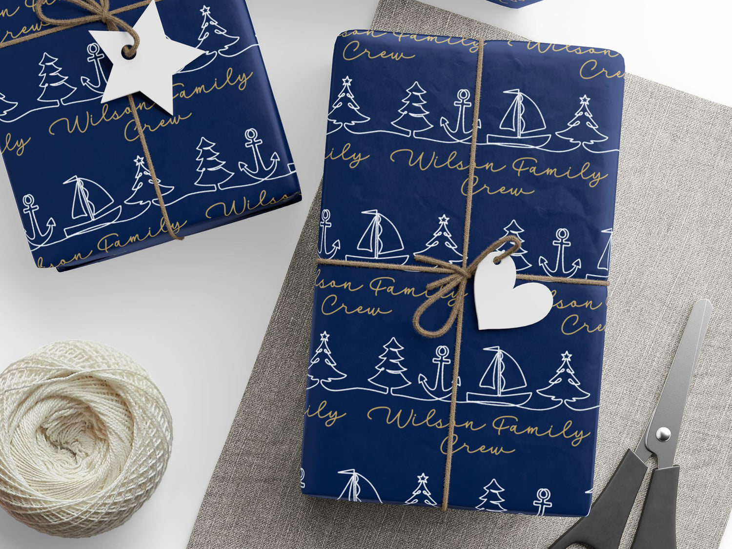 Custom Boat Owner Gift Wrap, Nautical Birthday Packaging Paper Sheet