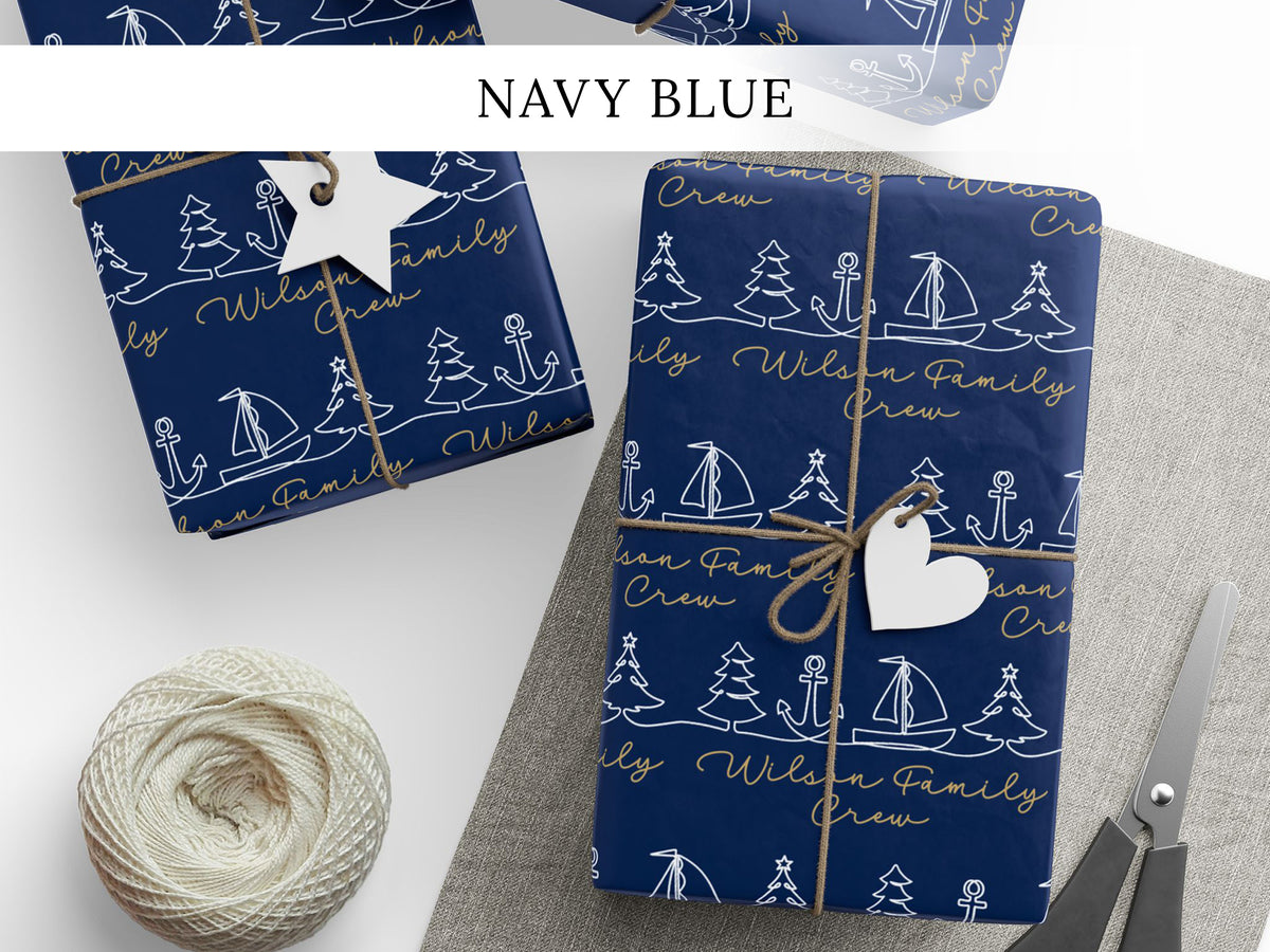 Custom Boat Owner Gift Wrap, Nautical Birthday Packaging Paper Sheet