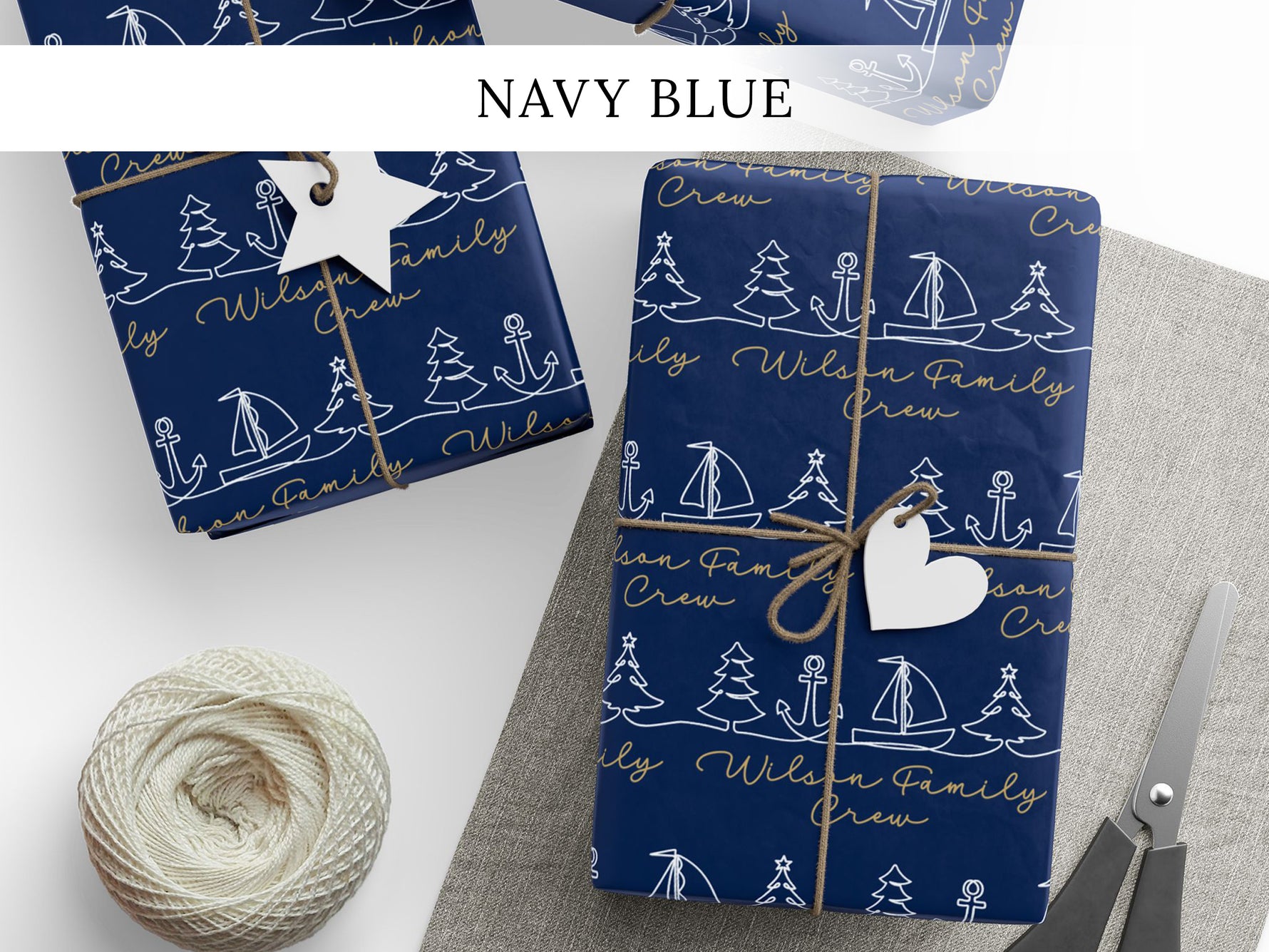Custom Boat Owner Gift Wrap, Nautical Birthday Packaging Paper Sheet