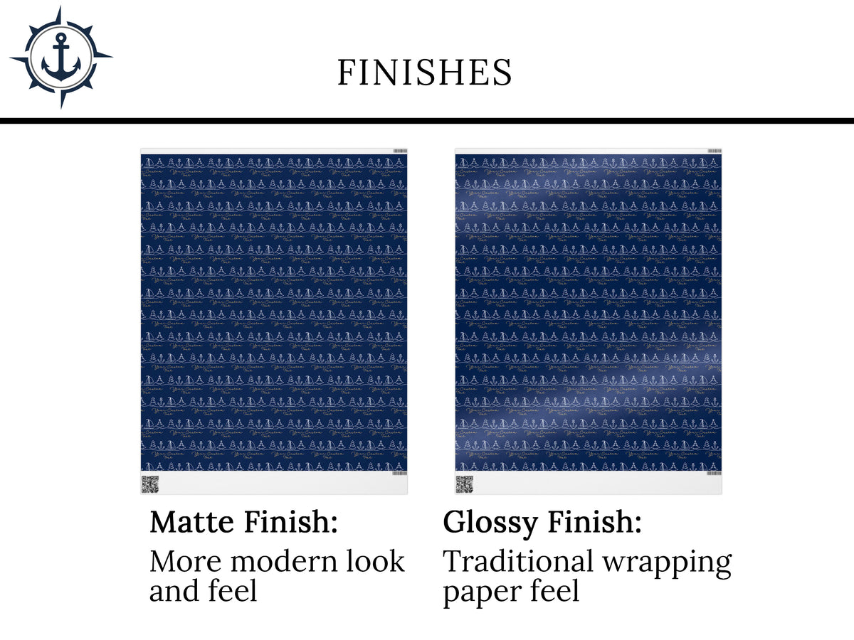 Custom Boat Owner Gift Wrap, Nautical Birthday Packaging Paper Sheet