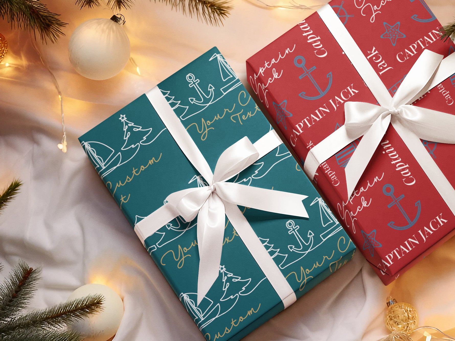 Custom Boat Owner Gift Wrap, Nautical Birthday Packaging Paper Sheet