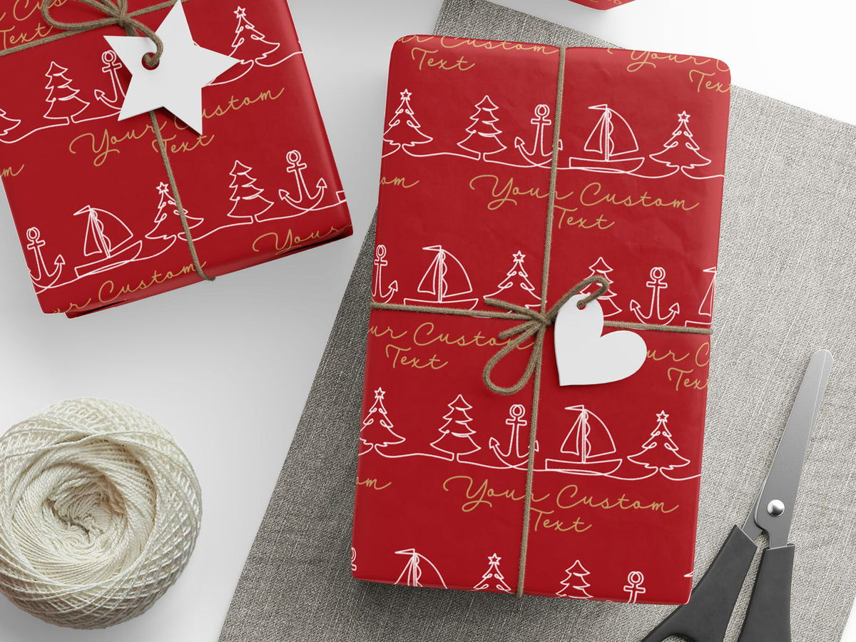 Custom Boat Owner Gift Wrap, Nautical Birthday Packaging Paper Sheet