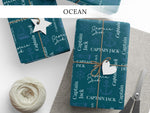 Custom Ocean Themed Holiday Gift Wrap, Personalized Nautical Wrapping Sheet