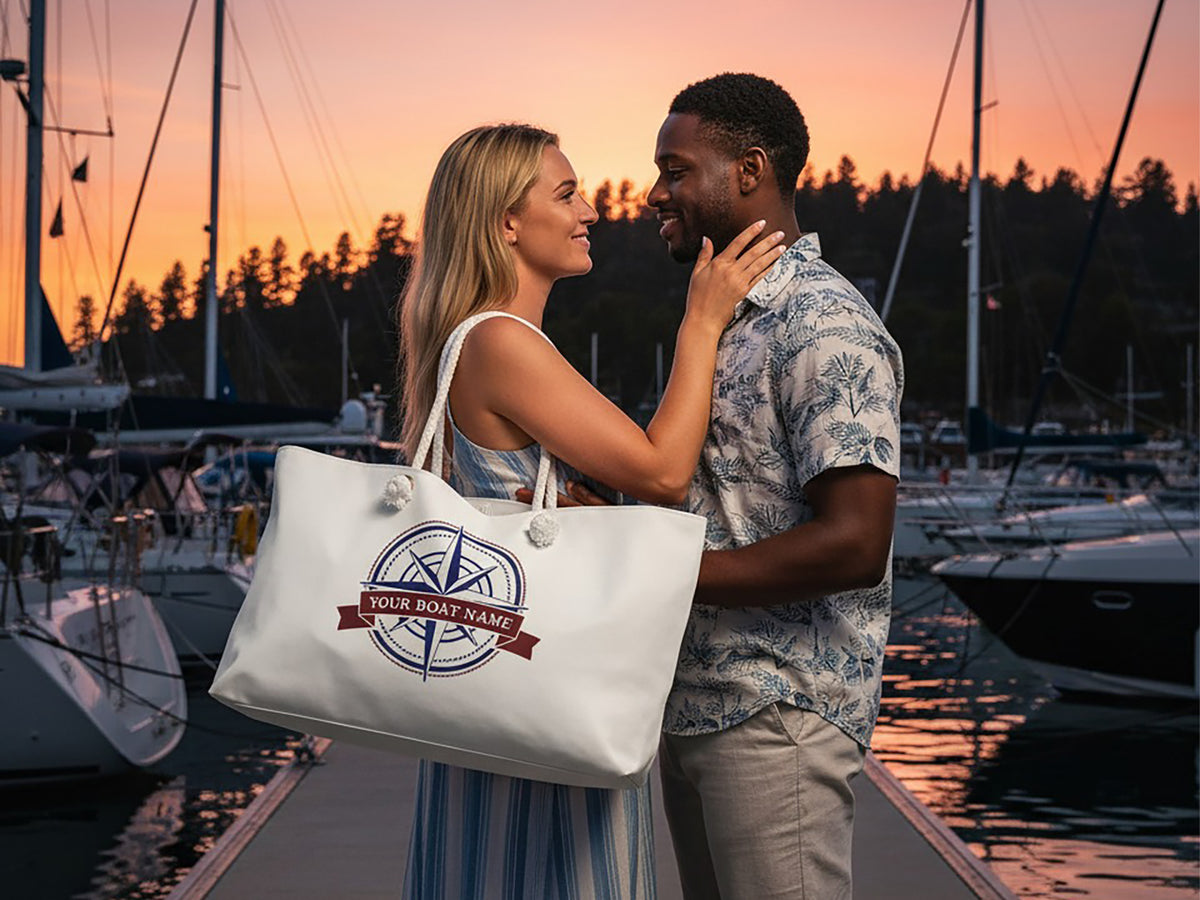 Boat Bag, Boat Gifts For Women, Compass Nautical Bag, Sailing Bag with Rope Handle