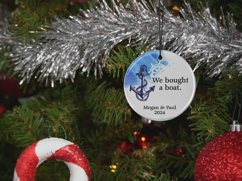 Custom Christmas Tree Ornament for Boat Owners, Personalized New Boat Sailor Gift