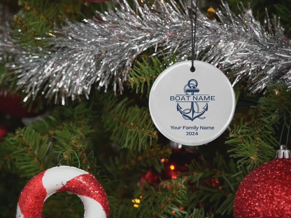 Custom Boat Christmas Ornament: Personalized Nautical Anchor Gift for Boat Owner